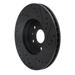 Cadillac CTS Brake Rotor (1) - Front Left - R1 Concepts - Drilled & Slotted - Black - `08-`14